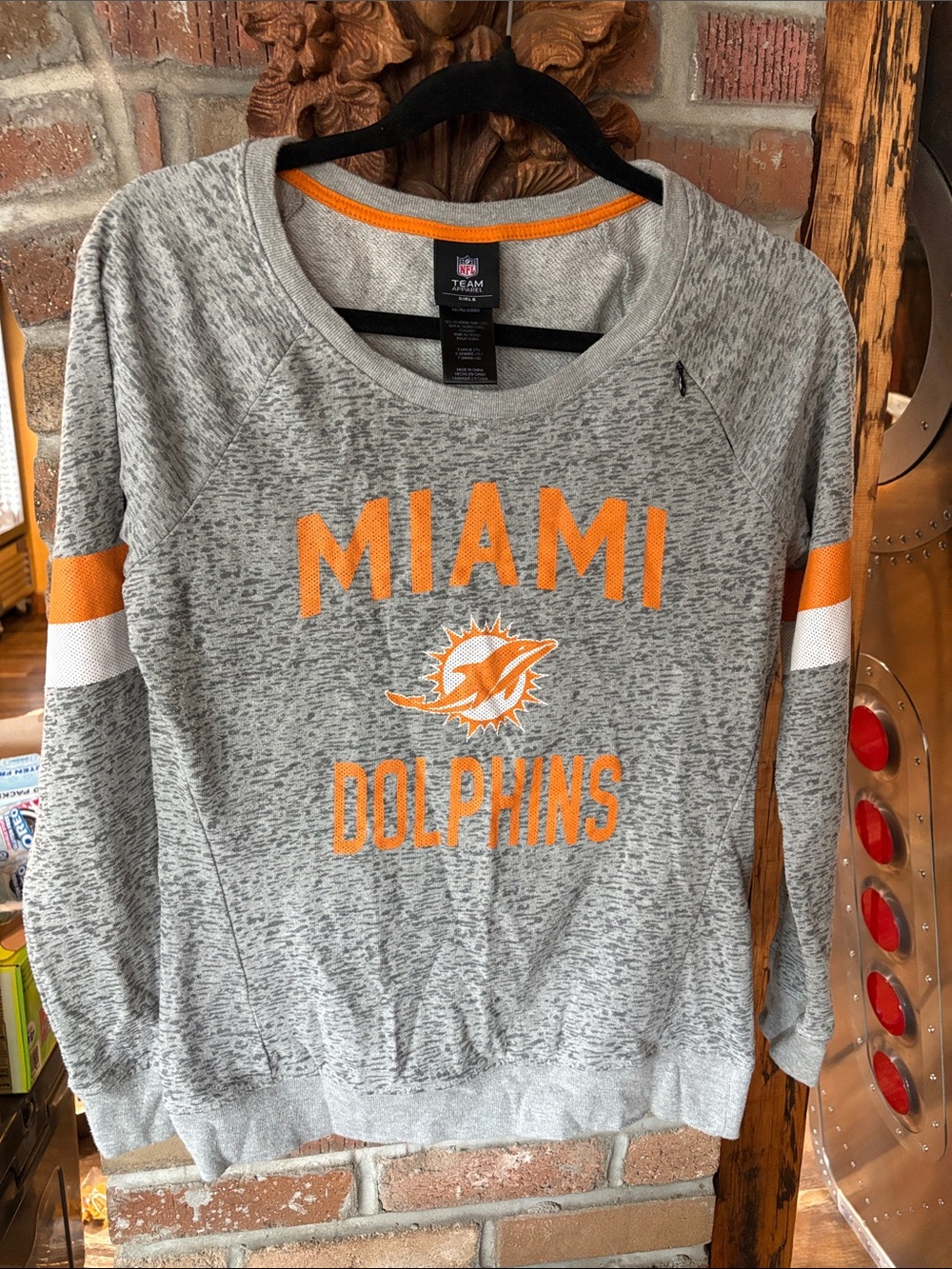 Team Apparel Miami Dolphins Gray Pullover with Orange Accent